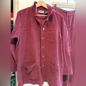 Vintage Cotton Plum Corduroy Jacket and Pants Set, Small